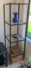 Pottery Barn Tanner Media Tower Shelf Glass/Metal #2 60x18x18in HxWxD