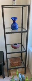 Pottery Barn Tanner Media Tower Shelf Glass/Metal #2 60x18x18in HxWxD
