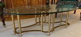 Brass Faux Bamboo Coffee Table oval 16x52x26in HxWxD