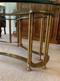 Brass Faux Bamboo Coffee Table oval 16x52x26in HxWxD