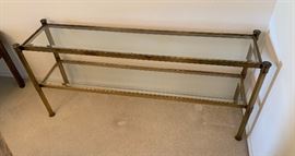Brass Glass Sofa Table 26x50x16in HxWxD