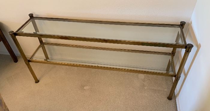Brass Glass Sofa Table 26x50x16in HxWxD