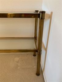 Brass Glass Sofa Table 26x50x16in HxWxD