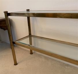 Brass Glass Sofa Table 26x50x16in HxWxD