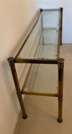 Brass Glass Sofa Table 26x50x16in HxWxD