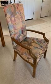 Drexel Heritage Walnut Burl Dining Table w/ 6 Padded chairs & 3 Leaves 29x46 x 75 to 142in (3x Leaves 22 in each) HxWxD