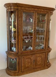 Bernhardt Hibriten Walnut Burl Wood China Cabinet/Hutch 83x65x20in HxWxD