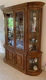 Bernhardt Hibriten Walnut Burl Wood China Cabinet/Hutch 83x65x20in HxWxD