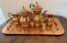 Brass/Copper 5-Piece Tea set