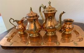 Brass/Copper 5-Piece Tea set