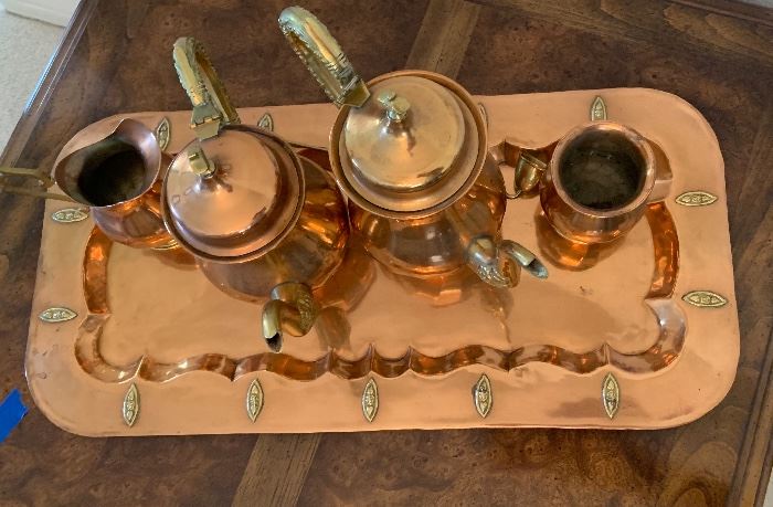 Brass/Copper 5-Piece Tea set