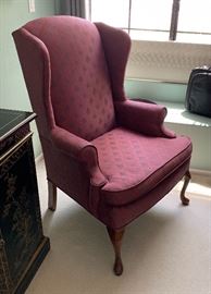 Wing Back Burgundy Accent Chair 43x29x27in HxWxD