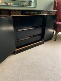 Drexel Heritage Et Cetera Chinoiserie Sideboard Cabinet Black Lacquer 30.5x60x20in HxWxD