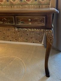 Drexel Heritage Et Cetera Desk walnut Chinoiserie 30x60.5x27.5in HxWxD