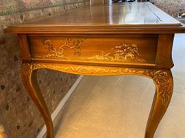 Drexel Heritage Et Cetera Desk walnut Chinoiserie 30x60.5x27.5in HxWxD