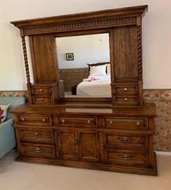 Lane Walnut Dresser Unit 79x18x19in HxWxD