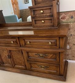 Lane Walnut Dresser Unit 79x18x19in HxWxD