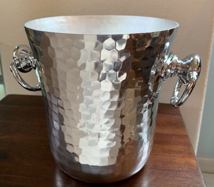 William Sonoma Mauviel France Ice Bucket Hammered Silver