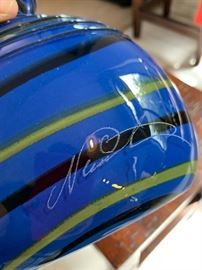 Blue Art Glass Vase