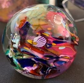 Art Glass Paper Weight Sea Life #2 Signed PAC