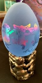 Arthur Court Egg Glass Etched Rabbit