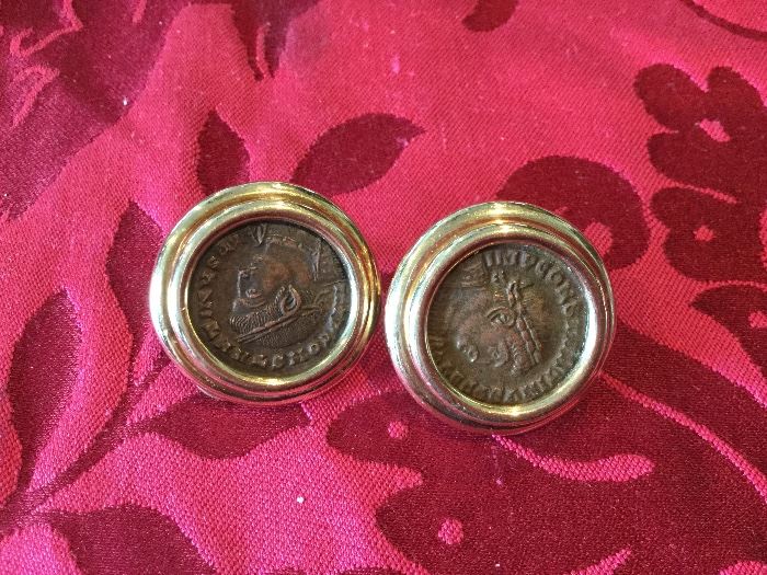 18K Gold Ancient Roman coin Earrings 