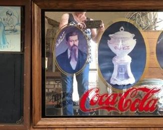 Vintage Pepsi Cola Chalk Board and Coca Cola Advertising Mirror 