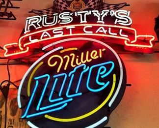 Rusty's Last Call and Miller Lite Neon Advertising Sign 