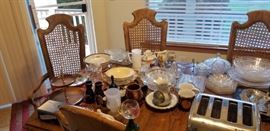 dining room table and kitchen ware