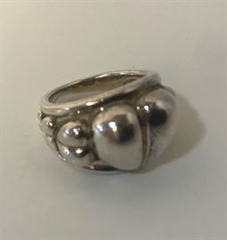 Barry Kieselstein Cord 925 Solid Sterling Silver Wide Band Puffy Heart Ring