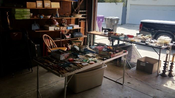 2 room garage is packed!  Hand & power tools,  Watch & clock repair equipment.  More furniture.  Key cutting machine with hundreds of blanks (sold together).  So much more!