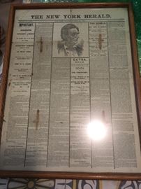 This is a great find!  An original Lincoln assassination from the New York Herald -- it has been in this family for generations.