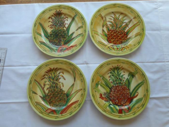 Set of 4 Pineapple Collection by Shiddhia Hutcinson Plates - Andrea by Sadek made in Japan 9 1/2" https://ctbids.com/#!/description/share/132627