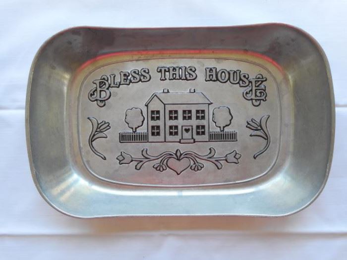 Wilton Armetale bread tray "Bless this House" 11 x 7" https://ctbids.com/#!/description/share/133134