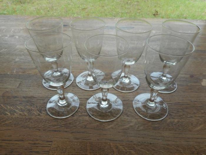 Vintage set of 7 wheat pattern cordial glasses from 1950's https://ctbids.com/#!/description/share/132555