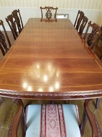 FORMAL DINING ROOM SET WITH TABLE PADS 10 CHAIRS AND 1 LEAF FOR $ 2400.00