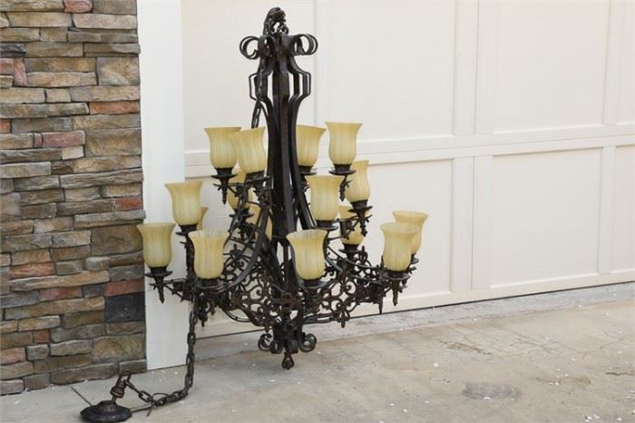 6. Monumental Wrought Iron Chandelier