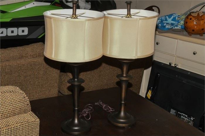 20. Pair of Brass Candlestick Lamps