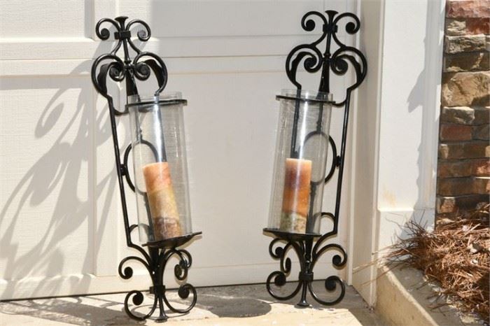 28. Pair of Oversize Wrought Iron Wall Lights