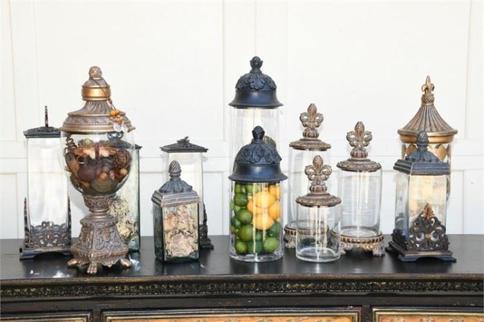 84. Lot of Decorative Table Top Urns and Glass Jars