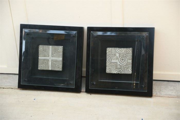 131. Pair of Decorative Geometric Tiles