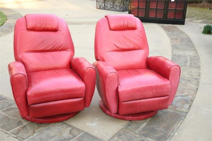 143. Pair of Red Leather Recliners