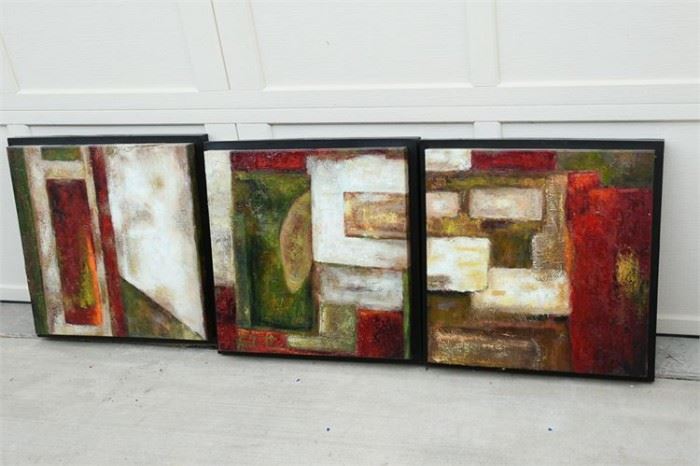 156. Contemporart School, Set of Three Abstract Paintings