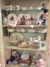 Christmas China from England and New York. Homer Laughlin china, wonderful plates, cup and saucers