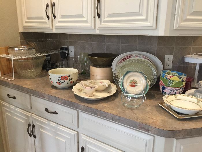 Lots of bowls, platters, and glassware