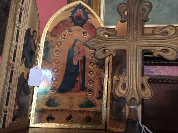 Beautiful Cross, Italian Triptych-Icon