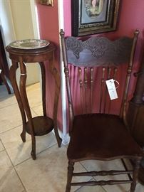 Pressed back chair, plant stand
