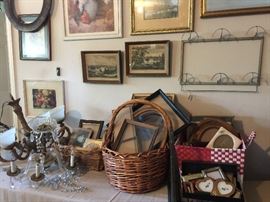 Lots of vintage art work, frames and light fixtures