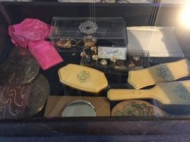 French Ivory pieces, compacts, mirrors
