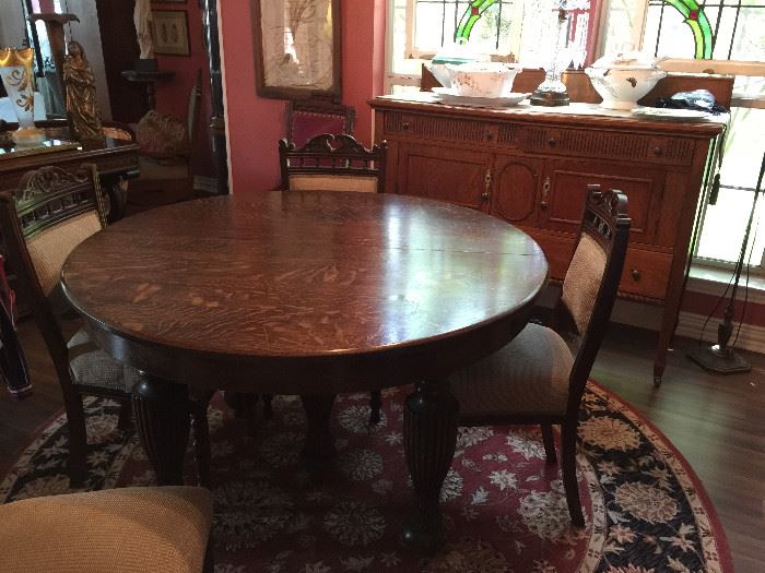This Dining Table is beautiful and has one matching and two made by a carpenter